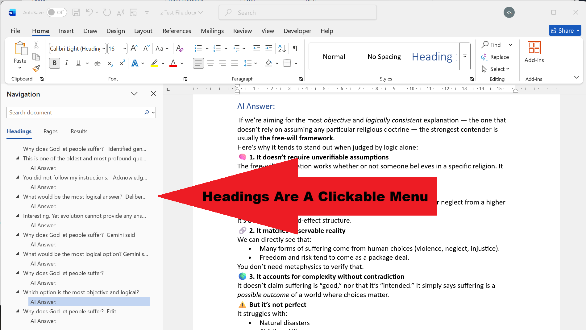 Guide image showing the Microsoft Word VBA script after formatting AI chat logs.